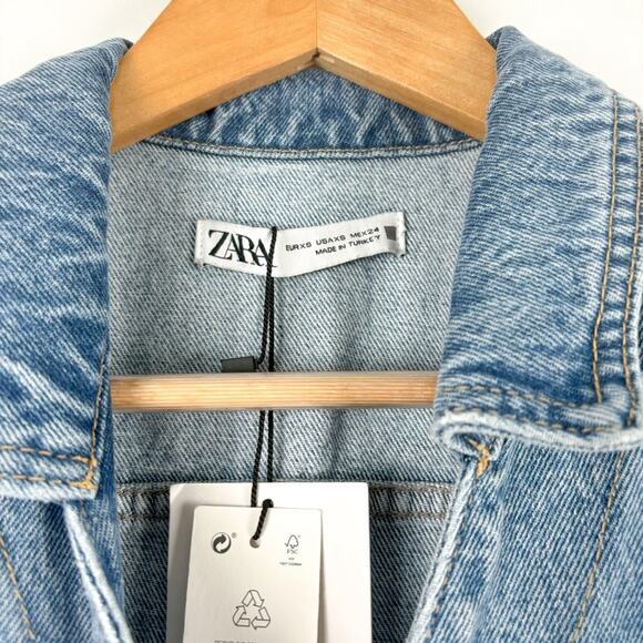 NWT Zara‎ Denim Long Sleeve Jumpsuit - Picture 7 of 8